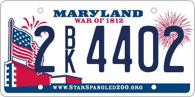 MD license plate 2BK4402