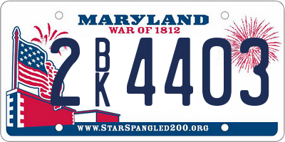 MD license plate 2BK4403