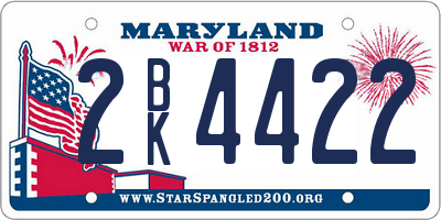 MD license plate 2BK4422