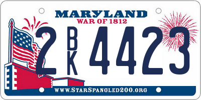 MD license plate 2BK4423