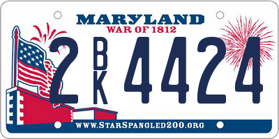 MD license plate 2BK4424