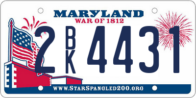 MD license plate 2BK4431