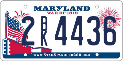 MD license plate 2BK4436