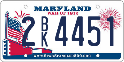 MD license plate 2BK4451