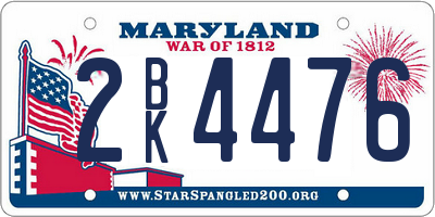 MD license plate 2BK4476