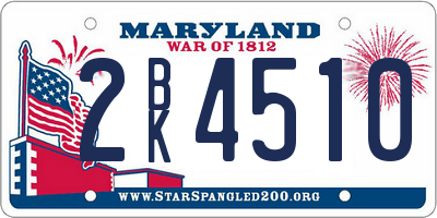 MD license plate 2BK4510