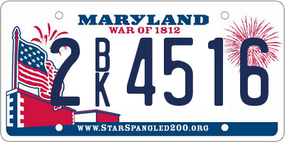 MD license plate 2BK4516