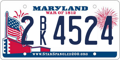 MD license plate 2BK4524