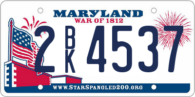 MD license plate 2BK4537