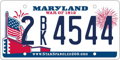 MD license plate 2BK4544