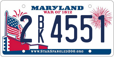 MD license plate 2BK4551