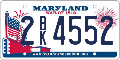 MD license plate 2BK4552