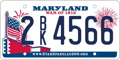 MD license plate 2BK4566