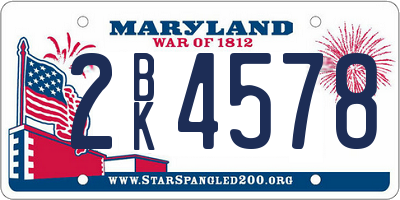 MD license plate 2BK4578