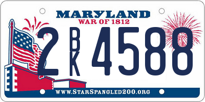 MD license plate 2BK4588