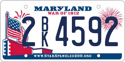 MD license plate 2BK4592