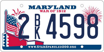 MD license plate 2BK4598