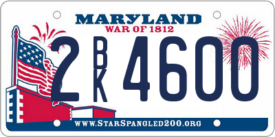 MD license plate 2BK4600