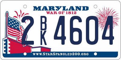 MD license plate 2BK4604