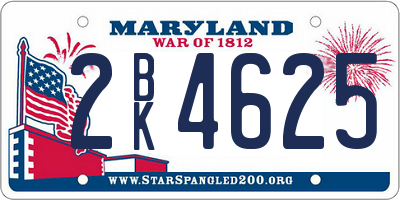 MD license plate 2BK4625