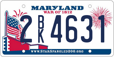 MD license plate 2BK4631