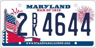 MD license plate 2BK4644