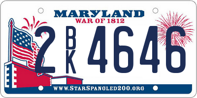 MD license plate 2BK4646