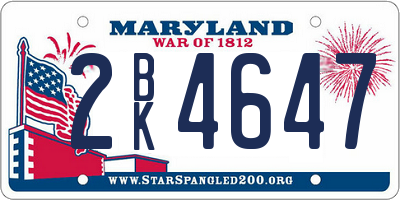 MD license plate 2BK4647