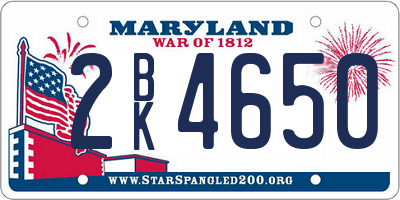 MD license plate 2BK4650