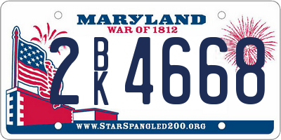 MD license plate 2BK4668