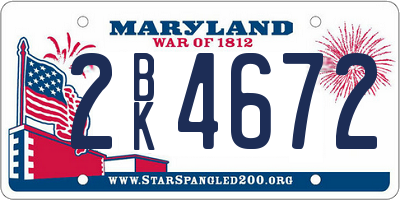 MD license plate 2BK4672
