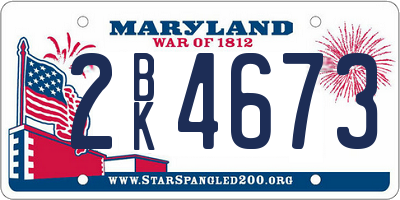 MD license plate 2BK4673