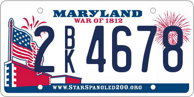 MD license plate 2BK4678