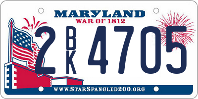 MD license plate 2BK4705