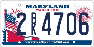 MD license plate 2BK4706