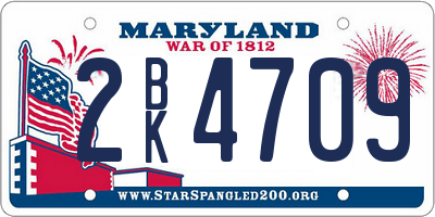 MD license plate 2BK4709
