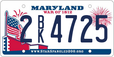 MD license plate 2BK4725
