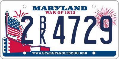 MD license plate 2BK4729
