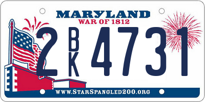 MD license plate 2BK4731