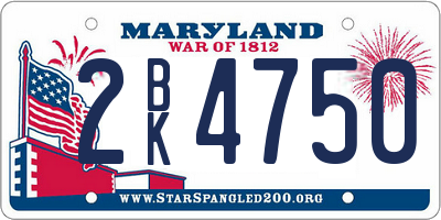 MD license plate 2BK4750