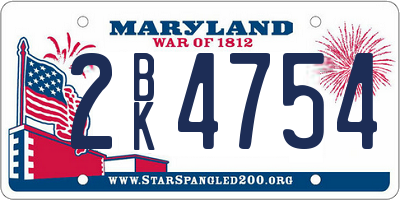 MD license plate 2BK4754