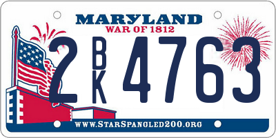 MD license plate 2BK4763
