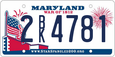 MD license plate 2BK4781