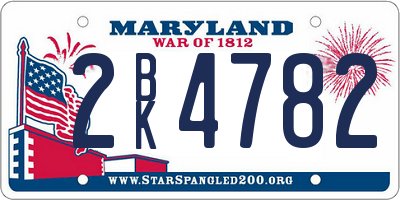 MD license plate 2BK4782