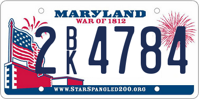MD license plate 2BK4784