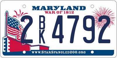 MD license plate 2BK4792