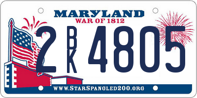 MD license plate 2BK4805