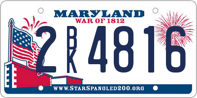 MD license plate 2BK4816