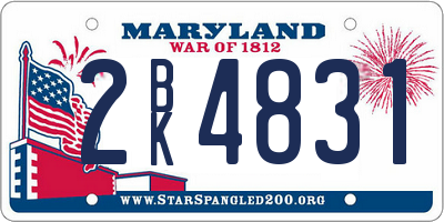 MD license plate 2BK4831
