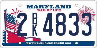 MD license plate 2BK4833
